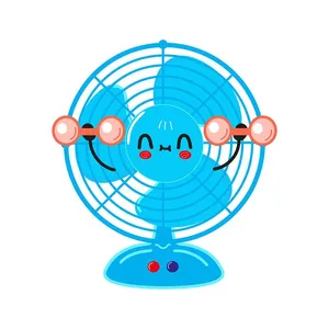 Hình ảnh cái quạt màu xanh file vector mẫu OC58