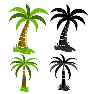 Hình ảnh cây dừa dưới ánh nắng file vector mẫu KS604