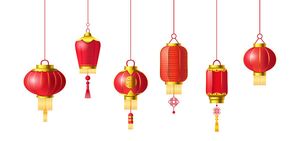 Hình ảnh đèn lồng màu đỏ trang trí lễ hội tết file vector mẫu CR311