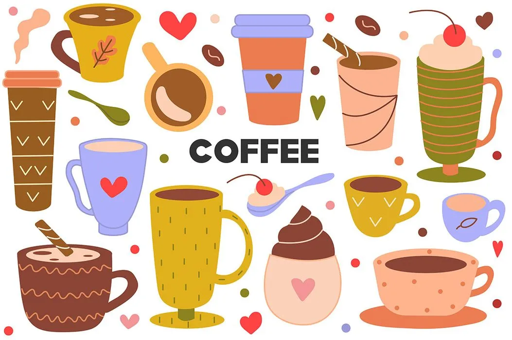 Hình minh họa cốc cafe file vector mẫu KS832