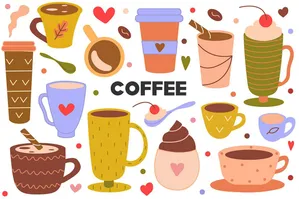 Hình minh họa cốc cafe file vector mẫu KS832