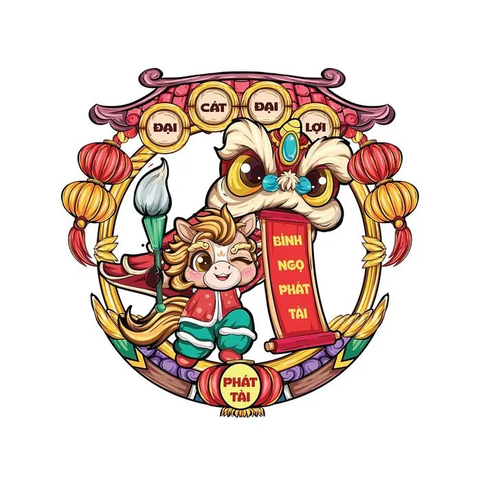 Linh Vật Ngựa Tết Độc Đáo – File Vector EPS Hoạt Hình Ấn Tượng