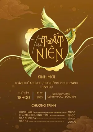 Mẫu Thiệp Mời Tiệc Tất Niên Thiết Kế Chim Lạc Phong Cách Truyền Thống