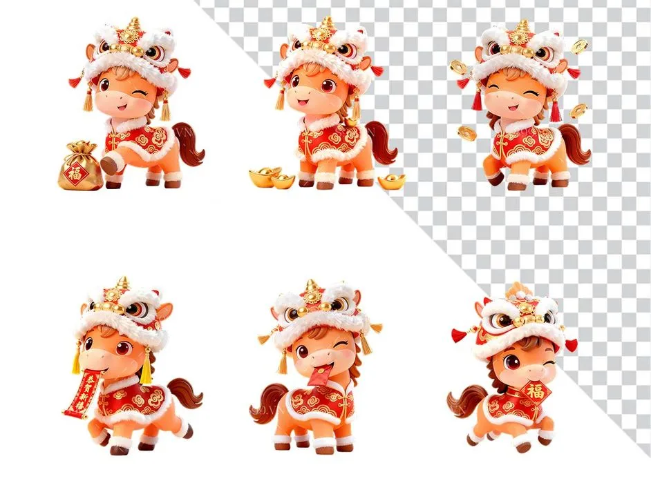 Ngựa Tết Cung Chúc Tân Xuân - Hình Minh Họa PNG Dễ Thương