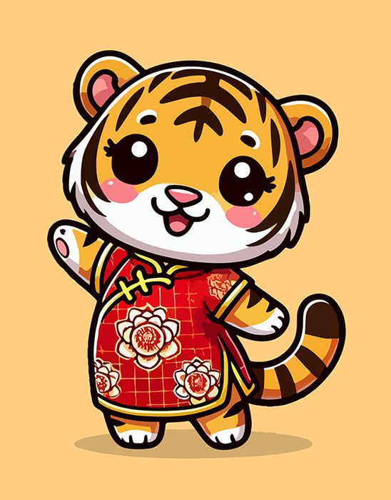 Hình ảnh chú hổ con cute file vector mẫu CR1493