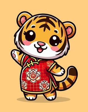 Hình ảnh chú hổ con cute file vector mẫu CR1493