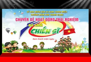 Backdrop Sinh Hoạt Chiến Sĩ Ngày Tết - Mầm Non Thanh Giang (CDR)