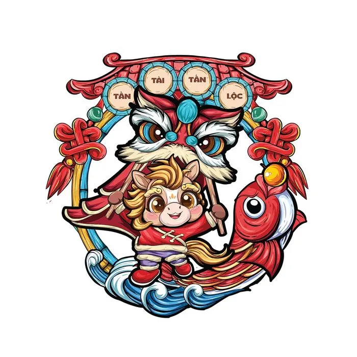 Linh Vật Ngựa Tết, Hình Minh Họa Vector Hoạt Hình Vui Nhộn Cho Năm Mới