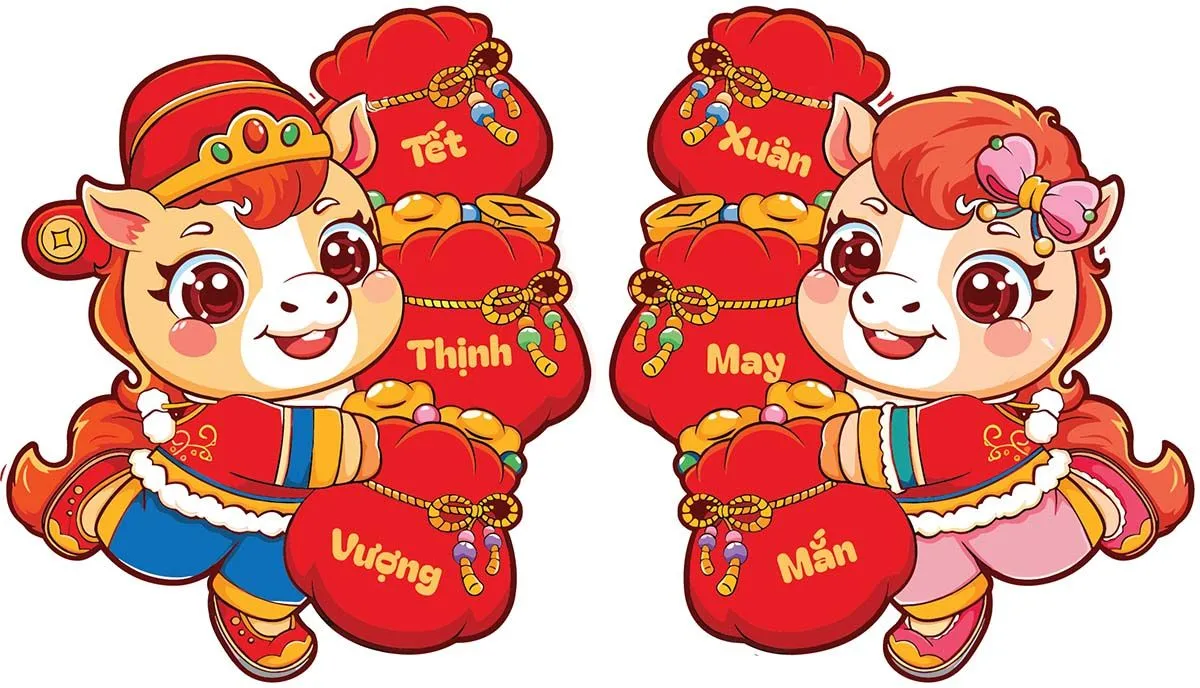 Linh Vật Ngựa Tết Nguyên Đán Dễ Thương - File EPS Vector Đa Năng