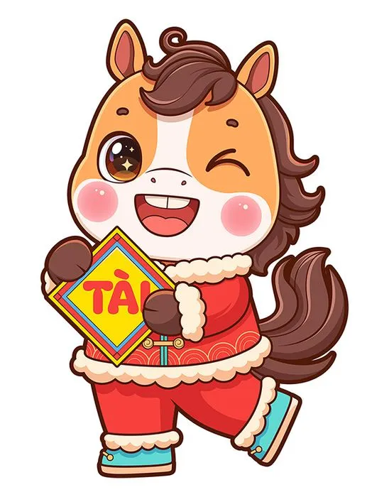 Linh Vật Ngựa Tết Vui Nhộn - File Vector EPS Cao Cấp Cho Thiết Kế