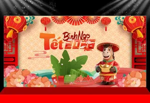 Backdrop Tết Bính Ngọ 2026 - Thiết Kế Vector Độc Đáo và Sắc Nét