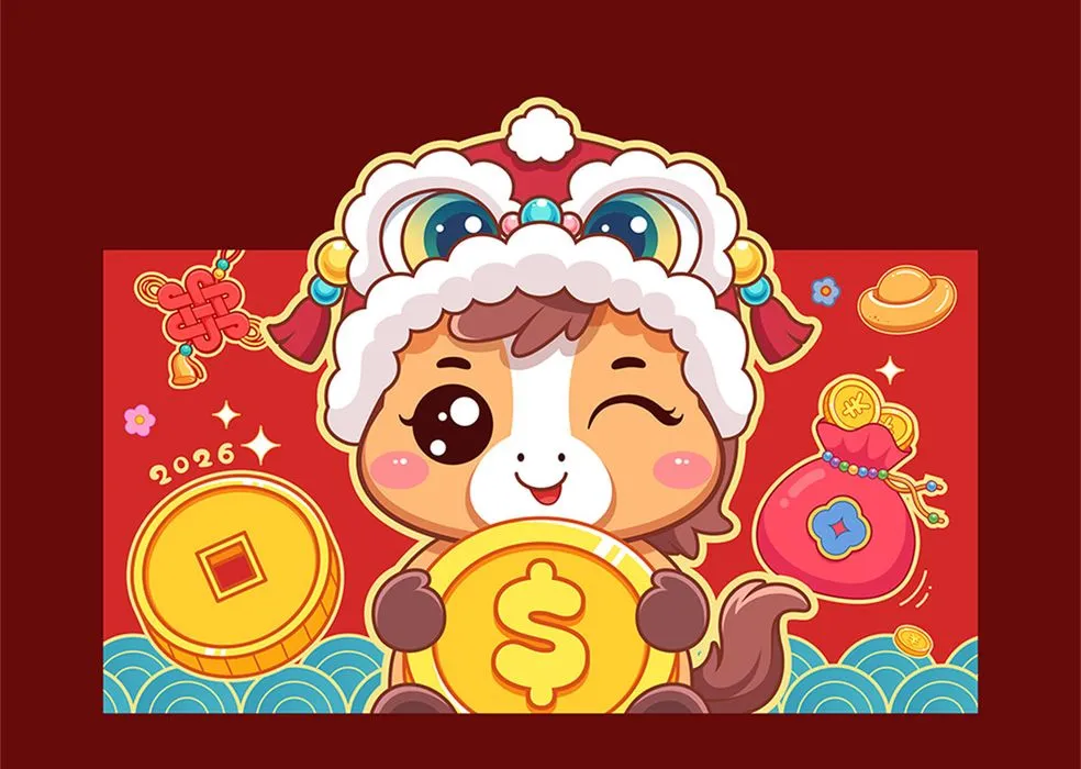 Linh Vật Ngựa Tết 2026 Minh Họa Phong Cách Hoạt Hình Dễ Thương