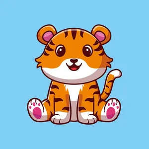 Hình ảnh chú hổ con đang ngồi flie vector mẫu KS51
