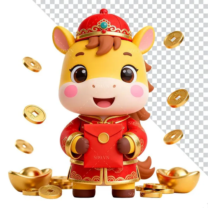 Linh Vật Ngựa Tết Nguyên Đán 2026 PNG Trong Suốt