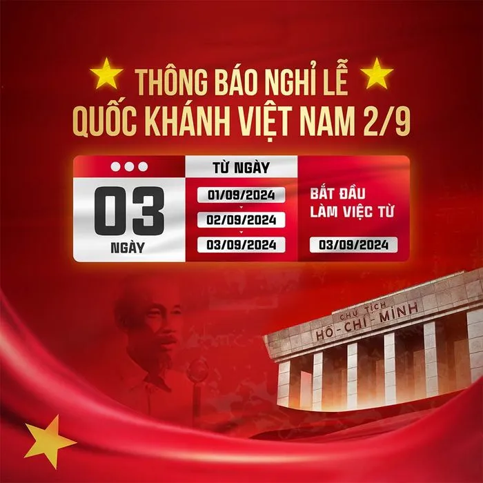 Poster thông báo lịch nghỉ lễ ngày quốc khánh 2-9 file PSD mẫu KT28
