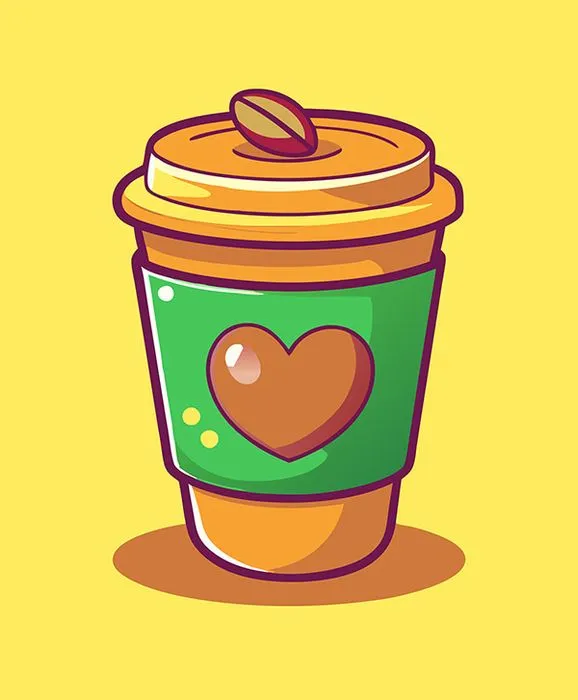 Hình minh họa cốc cafe có hình trái tim file vector mẫu KS836