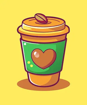 Hình minh họa cốc cafe có hình trái tim file vector mẫu KS836