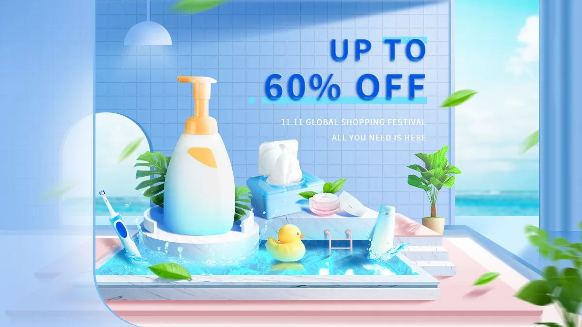 Banner Quảng Cáo Mỹ Phẩm 11.11 Giảm Giá 60% Dễ Dàng Chỉnh Sửa PSD