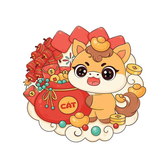 Hình minh họa Ngựa hoạt hình Tết Nguyên Đán đáng yêu - Vector EPS