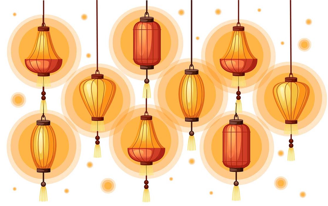 Bộ sưu tập đèn lồng trang trí dịp lễ tết file vector mẫu CR483