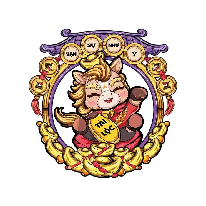 Linh Vật Ngựa Tết Nguyên Đán Dễ Thương - Minh Họa Vector EPS