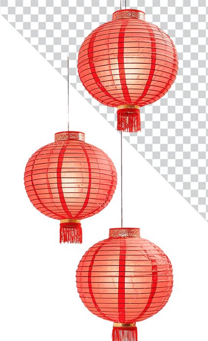 Hình ảnh đèn lồng hình tròn màu đỏ file PNG mẫu CR538