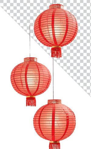 Hình ảnh đèn lồng hình tròn màu đỏ file PNG mẫu CR538