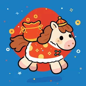 Ngựa Tết 2026 Minh Họa Phong Cách Dễ Thương – File Vector EPS