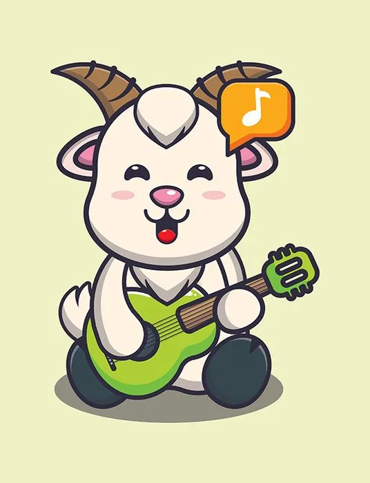 Hình ảnh chú dê cute file vector mẫu KS544
