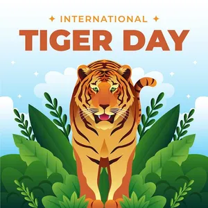 Banner chú hổ đi trong rừng flie vector mẫu KS78