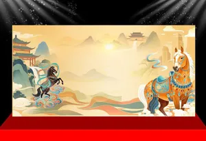 Backdrop Tết Ngựa Phong Thủy Độc Đáo – Thiết Kế CDR Cao Cấp