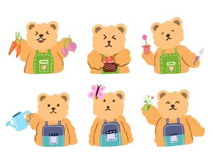 Bộ sưu tập hành đông đáng yêu của chú gấu file vector mẫu CR190