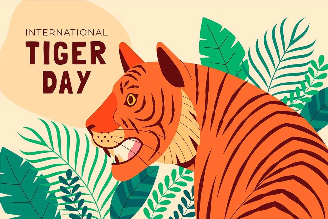 Banner chú hổ đang đi trong rừng flie vector mẫu KS61