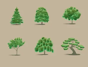 Bộ sưu tập cây xanh file vector mẫu KK39