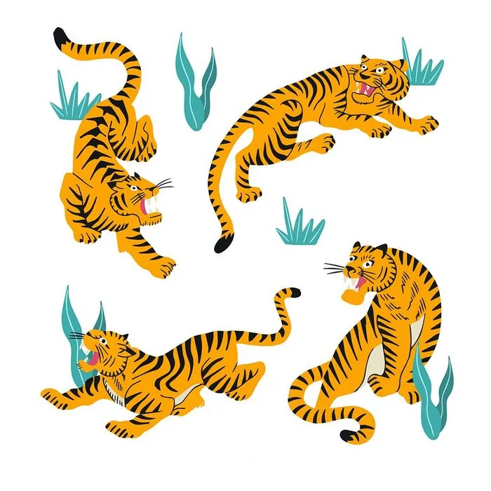 Bộ sưu tập hành động của chú hổ flie vector mẫu KS32