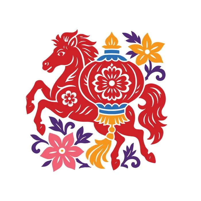 Vector Ngựa Tết Nguyên Đán & Đèn Lồng - Thiết Kế Đồ Họa EPS