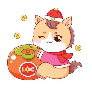 Linh Vật Ngựa Tết Dễ Thương - Minh Họa Vector EPS Độc Đáo