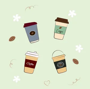 Hình ảnh cốc cafe file vector mẫu KS804