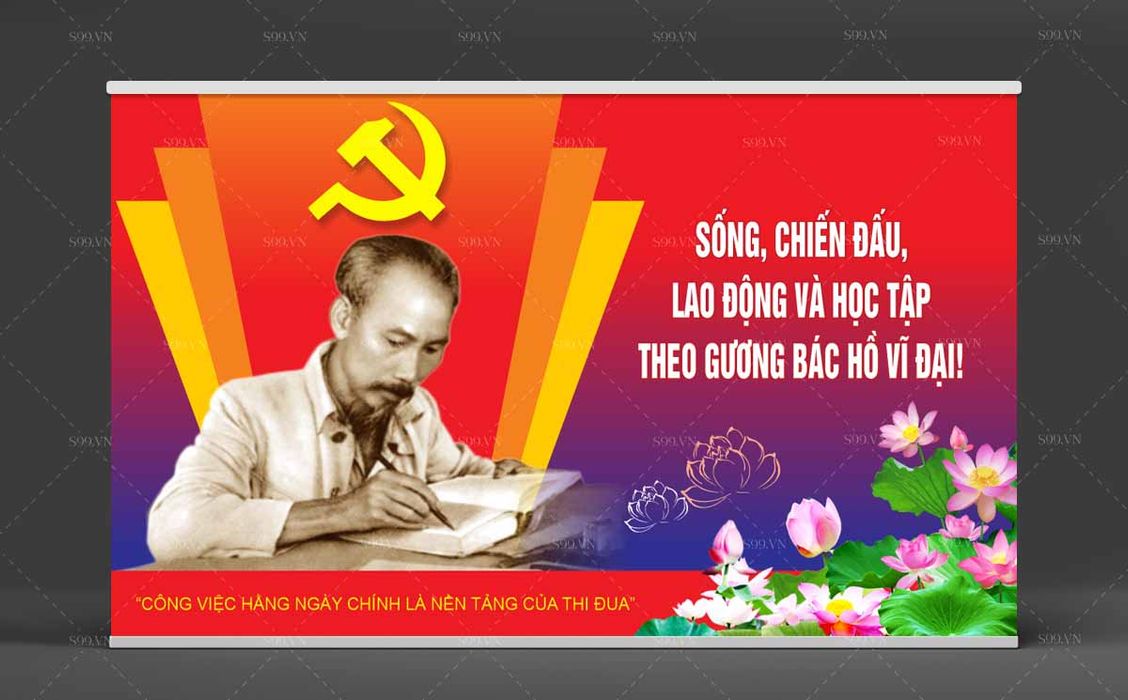 Backdrop kỷ niệm ngày sinh Chủ tịch Hồ Chí Minh file CDR mẫu CR363
