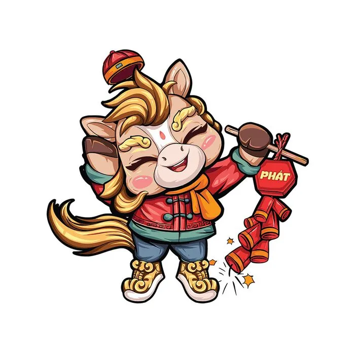 Linh Vật Ngựa Tết Vui Nhộn - Hình Minh Họa Vector EPS