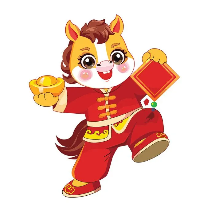 Linh Vật Ngựa Tết Nguyên Đán Dễ Thương - Hình Minh Họa Vector EPS