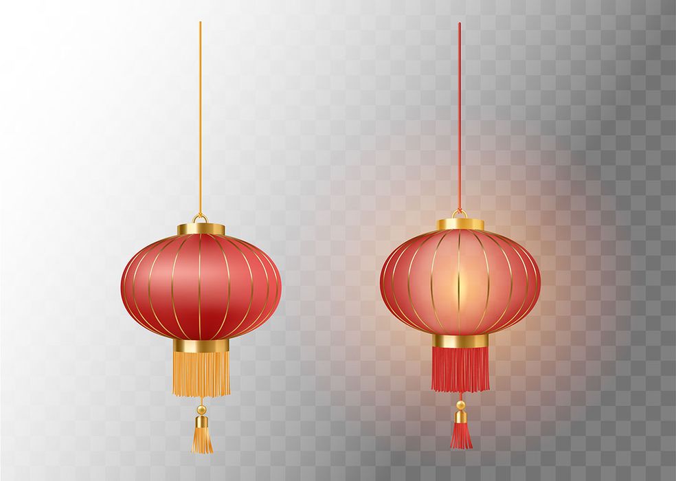 Hình ảnh đèn lồng màu đỏ trang trí dịp lễ tết phong cách trung quốc file vector mẫu CR406