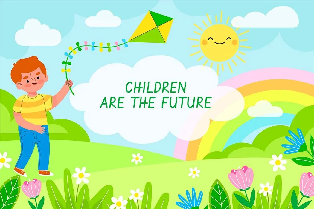 Background bé vui chơi học tập file vector mẫu KS174
