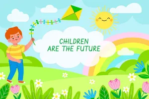 Background bé vui chơi học tập file vector mẫu KS174