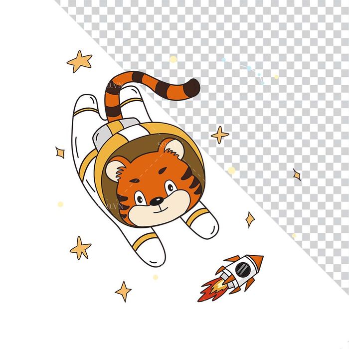 Hình ảnh chú hổ phi hành gia file PNG mẫu CR1101