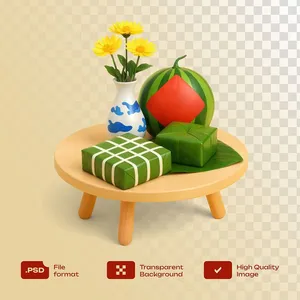 Trang Trí Tết Nguyên Đán Dễ Thương - Minh Họa PSD Độc Đáo