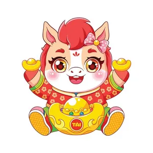 Linh Vật Ngựa Tết Nguyên Đán Dễ Thương - Minh Họa Vector EPS