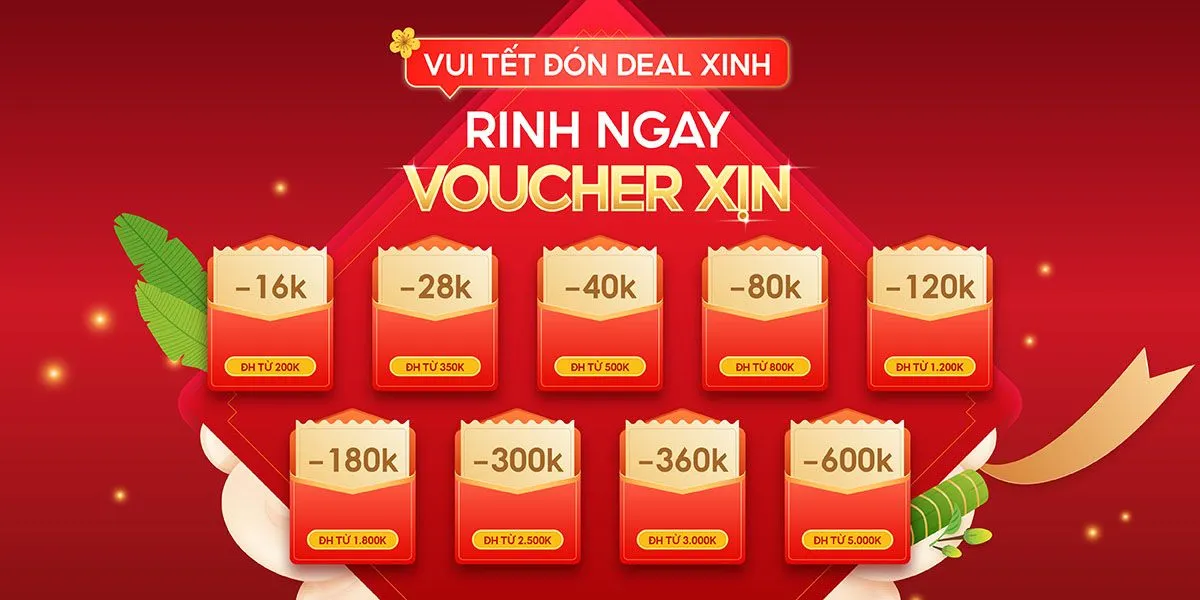 Banner Sale Tết Voucher Giảm Giá Hấp Dẫn - Thiết Kế Đồ Họa EPS