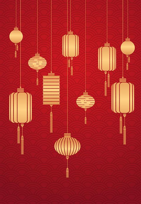 Hình ảnh đèn lồng màu đỏ trang trí dịp lễ tết file vector mẫu CR408