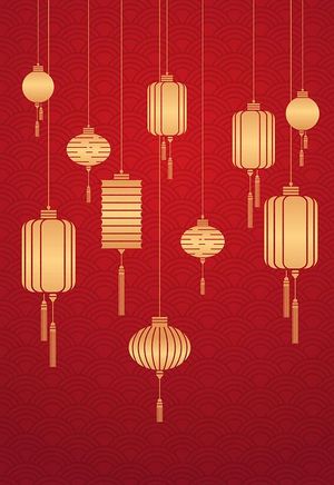 Hình ảnh đèn lồng màu đỏ trang trí dịp lễ tết file vector mẫu CR408